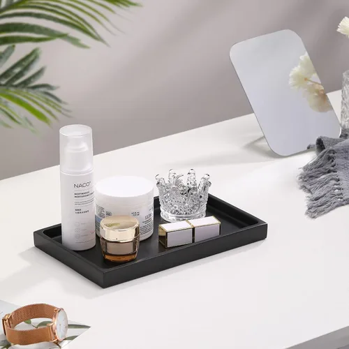Vista 5 de Luxspire Resin Bathroom Vanity Tray Countertop Organizer, M, Matte Black