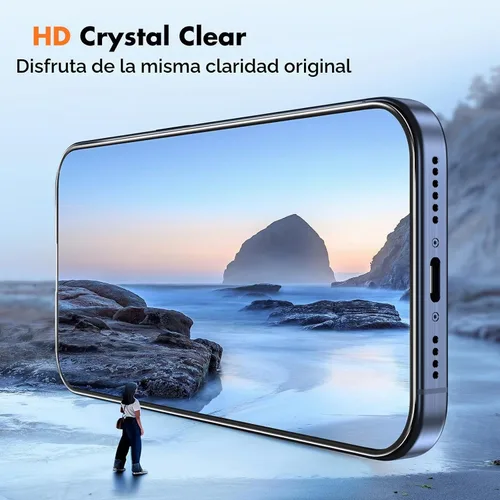 Vista 7 de UNBREAKcable Paquete de 3 protectores de pantalla para iPhone 15 Pro Max, vidrio templado doble inastillable [marco de fácil instalación]