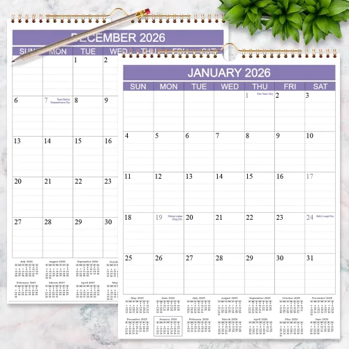 Vista 5 de Calendario 2026 – Calendario de pared 2026 de abril de 2026 a diciembre de 2026, calendario 2026 con papel grueso para planificación y organización