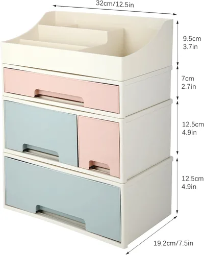 Vista 2 de Organizador de maquillaje, caja de almacenamiento de cosméticos, [TCDF-09] Papelería de escritorio, caja de almacenamiento con control remoto, caja