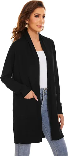 Vista 2 de Huuloo Women's Open Front Long Shawl Cardigan Sweater with Pockets