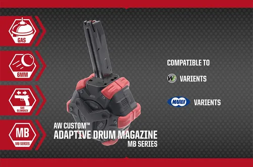 Vista 5 de Evike Airsoft AW - Mag de Airsoft de tambor personalizado para pistolas y rifles de aire comprimido de gas (modelo: M9 / negro)