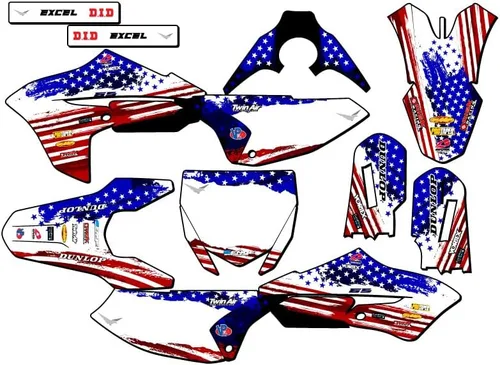 Vista 6 de Kit de base gráfica YZ 65 Merica USA Senge 2018-2025 compatible con Yamaha