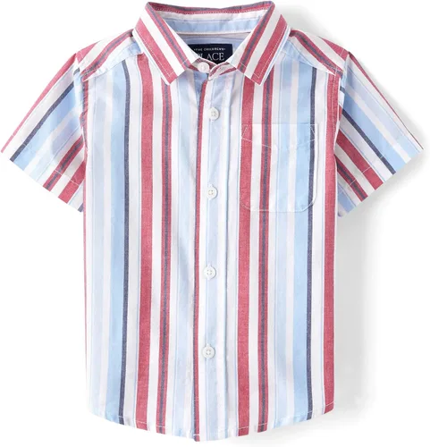 Vista 34 de The Children's Place Baby Boys' and Toddler Poplin Short Sleeve Button Down Shirt (Applemint)
