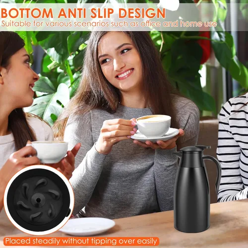 Vista 9 de Jarra térmica de café de acero inoxidable de 2 litros, aislada al vacío, de 20 a 24 horas, botella de agua térmica de gran capacidad para el hogar