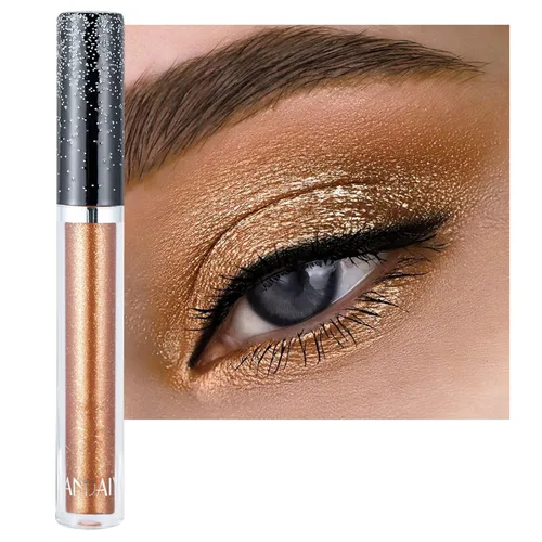 Vista 12 de Sombras de ojos con purpurina, sombras de ojos líquidas, metales de larga duración, plata brillante, dorado, sombras de ojos coloridas con purpurina