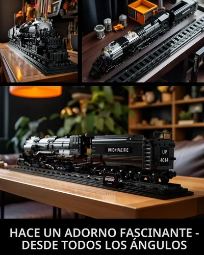 Vista 5 de Nifeliz Locomotora Big Boy, juego de bloques de construcción de locomotora de vapor articulada, kit de exhibición de tren de vapor legendario