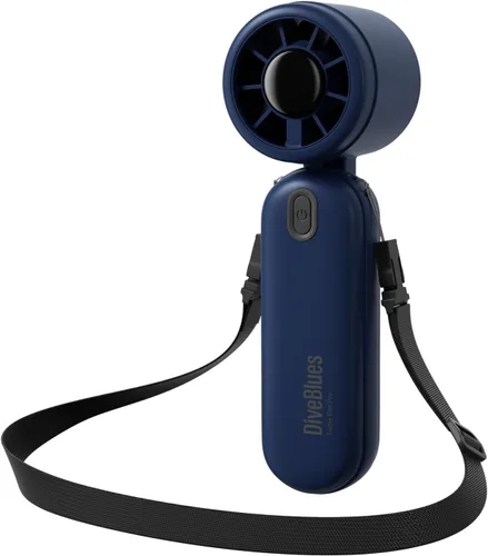Vista 11 de Diveblues Ventilador turbo de mano portátil de alta velocidad, alimentado por batería recargable USB, pequeño ventilador de bolsillo portátil