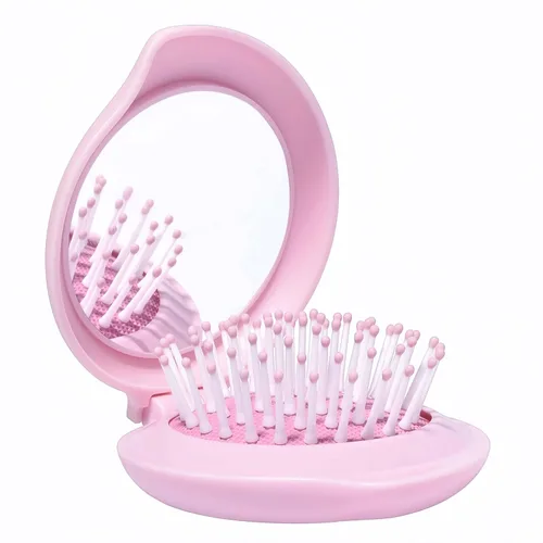 Vista 11 de Juego de cepillo de pelo y espejo de viaje para mujeres, cepillo plegable con espejo compacto para bolso o mochila, lindo regalo azul bebé