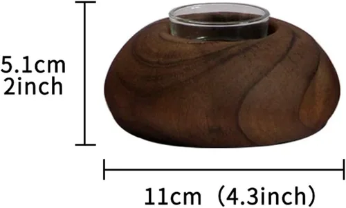 Vista 2 de SOLUSTRE Portavelas de madera Soporte votivo de madera Soporte de vela de Navidad de madera Sostenedor de vela de granja Té votivo