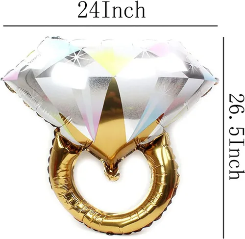 Vista 2 de 2 globos de aluminio con anillo de diamantes, suministros para bodas, despedidas de soltera, matrimonios, compromisos