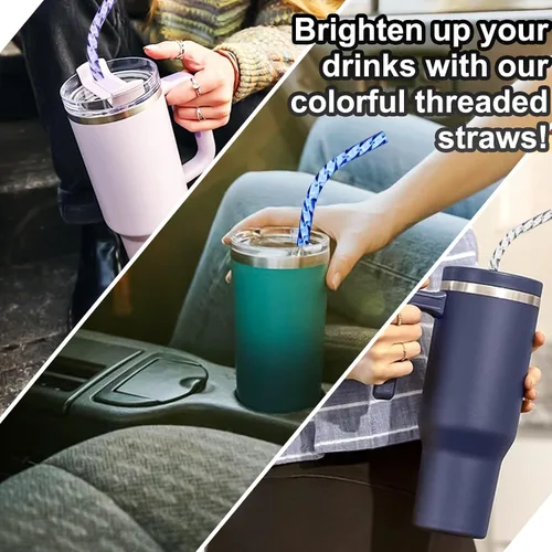 Vista 6 de Pajitas reutilizables para reemplazo de Stanley Cup, pajita larga de plástico de 12 pulgadas para vasos de 40 30 oz, pajitas duras coloridas
