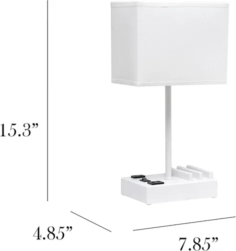 Vista 3 de Simple Designs LT1110-WOW - Lámpara de escritorio rectangular moderna de 15.3 pulgadas de alto con 2 puertos USB y salida de carga con pantalla