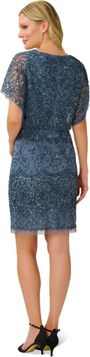 Vista 2 de Adrianna Papell Vestido de malla con cuentas para mujer