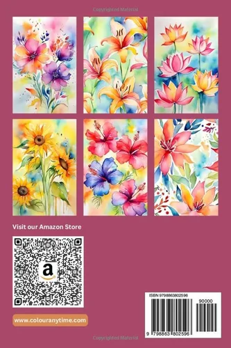 Vista 2 de Reverse Coloring Book of Flowers It has Colors, Imagine and draw the Lines! (Botanical Reverse Coloring Books)