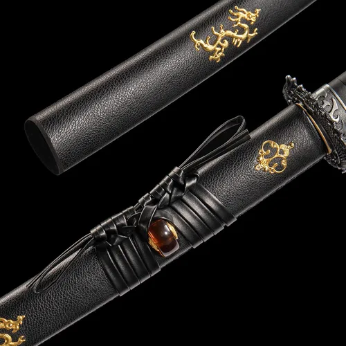 Vista 8 de Espada katana japonesa hecha a mano, auténtica, forjada a mano, espadas samurai de acero de alto carbono 1060 para artes marciales, colección