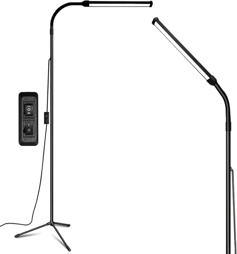 Vista 8 de EBEST Lámpara de pie LED para extensiones de pestañas, lámparas de pie para oficina, lámpara de pestañas de tatuaje, lámpara de lectura para Negro