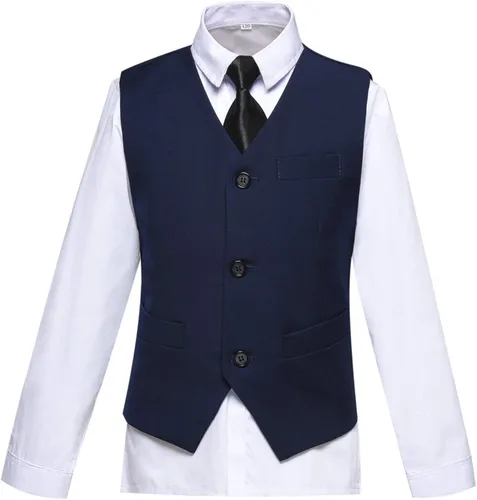 Vista 4 de Visaccy - Traje de vestir para niños corte ajustado traje para pajecito de boda