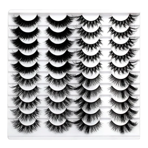 Vista 25 de Pooplunch - Pestañas postizas estilo ojo de gato, extensión de volumen 8D natural, finas, cortas, de visón sintético, tiras de pestañas postizas