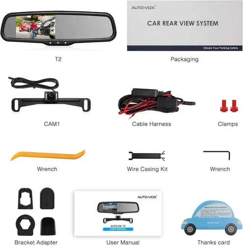Vista 8 de Cámara espejo AUTO-VOX M8 con pantalla táctil IPS de 4.5" Full HD 1080p. Easy to Install, Smooth Live View with IP 68 Waterproof Backup Camera for