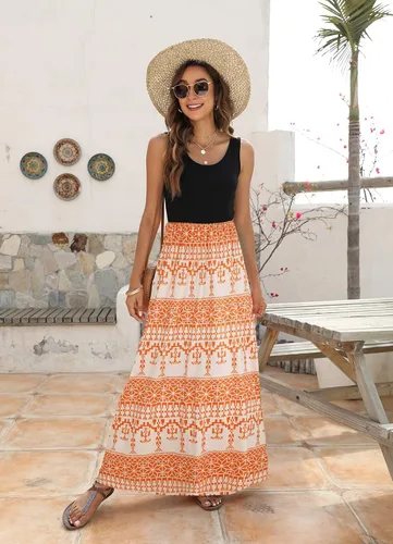 Vista 3 de BLUETIME - Vestido largo de verano, sin mangas, con estampado floral, estilo bohemio, para mujer (S-3XL)