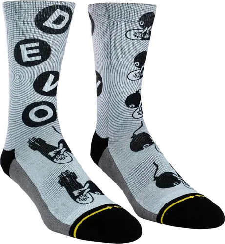 Vista 3 de MERGE4 Devo Band 'Bombs Away' - Calcetines grandes para hombre y mujer, color gris Bomb Classic DEVO, Blanco, Negro