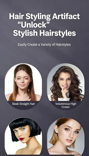 Vista 3 de Peine alisador de pelo inalámbrico, alisador y rizador de pelo de cerámica iónica portátil con pantalla LCD, plancha plana inalámbrica de 3 niveles
