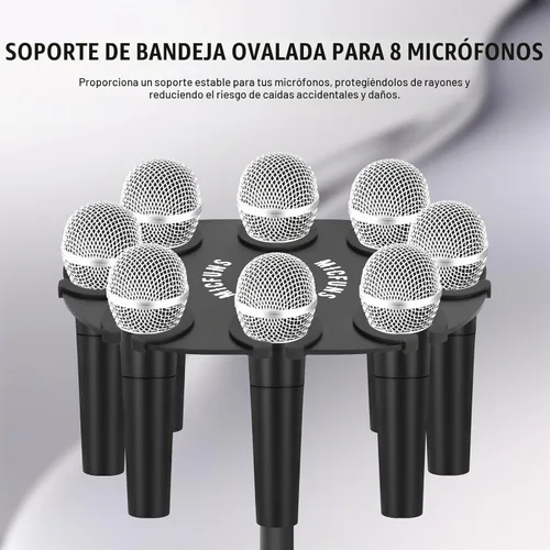 Vista 5 de TM100 Soporte para micrófono múltiple para soporte de micrófono, accesorio de bandeja cuadrada con capacidad para hasta 8 micrófonos en el escenario