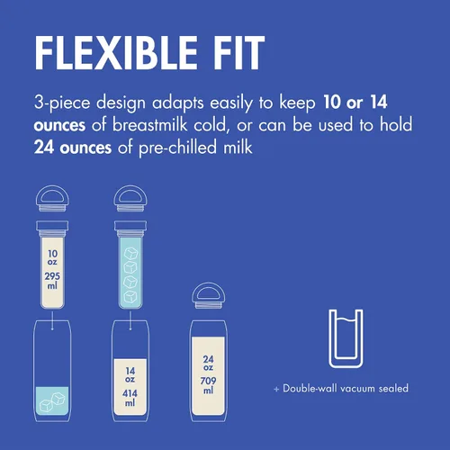 Vista 3 de Boon Frosh Enfriador Portátil de Leche Materna - Enfriador de Leche Materna de Acero Inoxidable - Envase de Almacenamiento de Leche Portátil de Azul