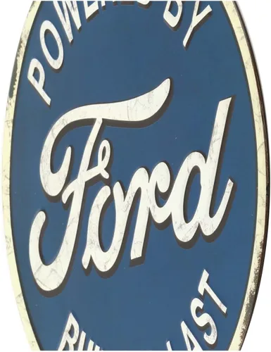 Vista 4 de Open Road Brands Letrero de metal redondo en relieve de Ford Built to Last