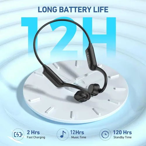 Vista 7 de Auriculares de conducción ósea Bluetooth 5.4, inalámbricos con micrófono, deportivos IPX6 impermeables, tiempo de reproducción de 12 horas