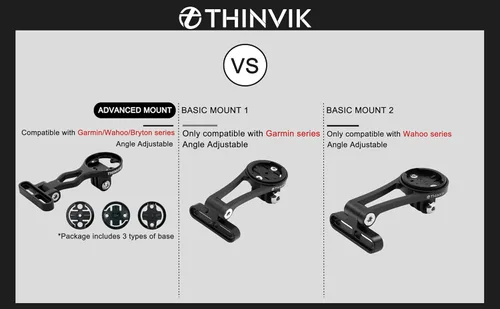 Vista 2 de Thinvik Montaje extendido exterior y soporte para computadora de bicicleta para Garmin Wahoo Bryton Series, montaje combinado de ángulo ajustable