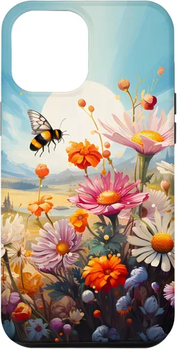 Vista 25 de Funda para iPhone 13 Pro Lively Bee en Sunny Meadow of Wildflowers