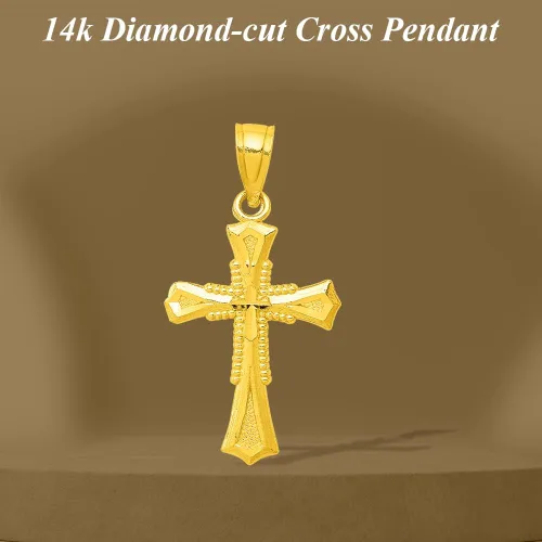 Vista 5 de Diamond2Deal Colgante de cruz de oro amarillo de 14 k con corte de diamante para mujer, Oro amarillo