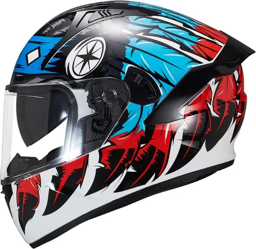 Vista 12 de VCOROS Casco integral de doble visera para motocicleta para adultos, Casco de moto de calle y carrera X9 aprobado por DOT con visera negra