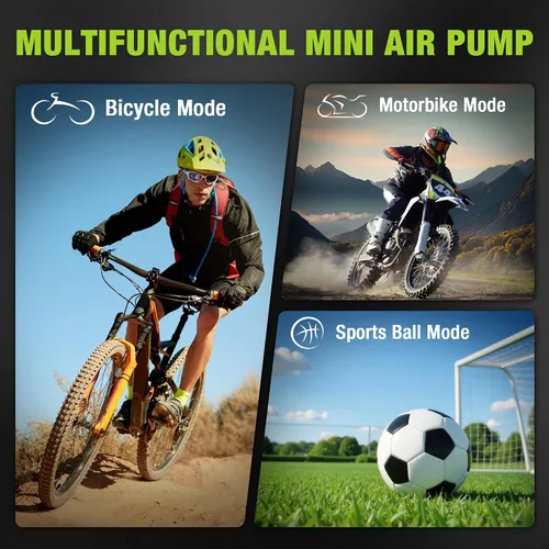Vista 8 de WORKPRO Mini bomba eléctrica de la bici, inflador portátil del neumático de 140 PSI Digital Gauge, Auto Shut-Off, 3 Inflation Modes, LED Light
