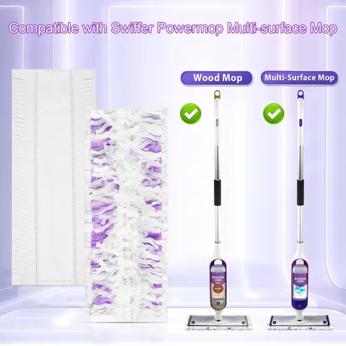 Vista 2 de Paquete de 60 almohadillas desechables compatibles con mopa Swiffer Recambio de mopa eléctrica Purple 60