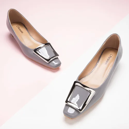 Vista 2 de C.Paravano Zapatos de tacón grueso con punta cerrada para mujer Tacones bajos de cuero Tacones bajos de punta cuadrada Zapatos de tacón de vestir