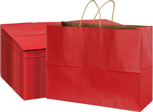 Vista 8 de BLEWINDZ 70 bolsas de papel grandes con asas, 16 x 6 x 12 pulgadas, bolsas de compras de papel multicolor para pequeñas empresas, bolsa de regalo 10