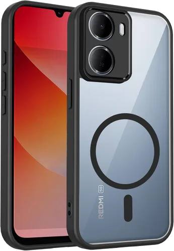 Vista 51 de Funda magnética transparente compatible con Xiaomi 17T, color negro 2 en 1 PC + TPU cubierta de teléfono a prueba de golpes, carcasa protectora