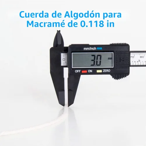 Vista 3 de AIFUN - Cuerda de macramé 3mm X 547 yardas sin teñir 100% algodón natural, cuerda de macramé de algodón trenzado de 4 hebras para colgantes de pared