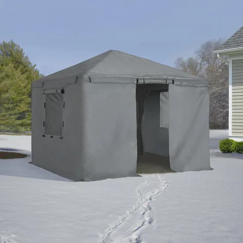 Vista 11 de Sojag Cubierta de invierno para cenadores, accesorio impermeable de 8 x 8 pies con puerta enrollable y paneles ventilados, almacenamiento al aire
