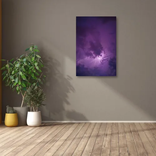 Vista 4 de Lienzo decorativo para pared, diseño de cielo nocturno morado, imágenes de relámpagos y paisajes de naturaleza Clould, decoración de pared