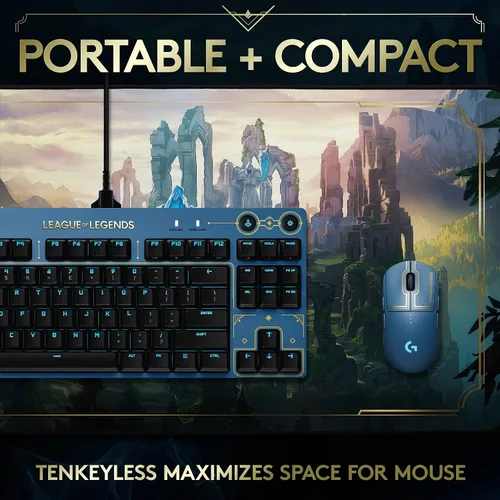 Vista 4 de Logitech G Pro - Teclado mecánico para juegos - Diseño ultraportátil sin teclas numéricas, cable USB desmontable, teclas retroiluminadas LIGHTSYNC