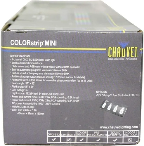 Vista 7 de Chauvet COLORSTRIP MINI LED Multicolor DJ Light Bar Efecto Color Tiras de Color+Bolsa
