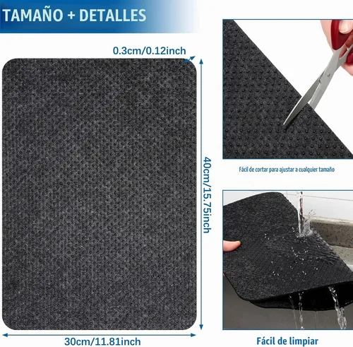 Vista 7 de 4 alfombrillas resistentes al calor para freidora de aire, protector de encimera de cocina, almohadillas antideslizantes a prueba de calor