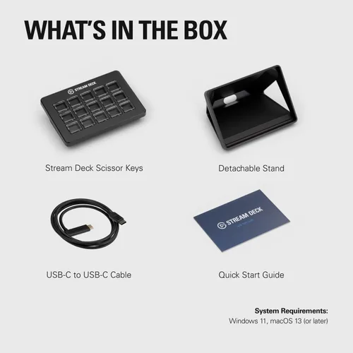 Vista 9 de Elgato Stream Deck Teclas de tijera—Controlador de flujo de trabajo con teclas macro personalizables para OBS, Twitch, Discord, Teams, Photoshop