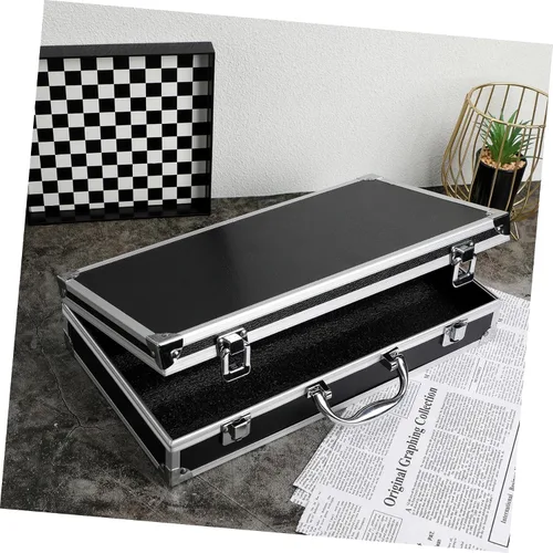 Vista 7 de Angoily Caja de herramientas de aleación de aluminio Caso duro de aluminio Caja de almacenamiento duro multifunción con espuma protege electrónica