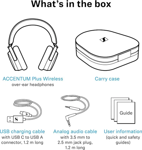 Vista 10 de Sennheiser ACCENTUM Plus - Auriculares inalámbricos Bluetooth con cancelación de ruido, función de carga rápida, hasta 50 horas de reproducción, ANC