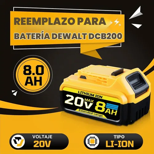 Vista 2 de 2 paquetes de 8.0Ah 20V de repuesto para batería Dewalt 20V MAX
